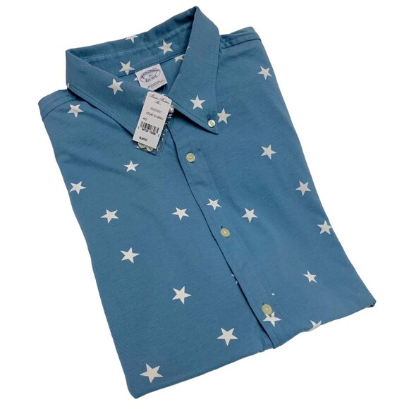 Brooks Brothers Blue Printed White‎ Star Button Down Short Sleeve Shirt - Picture 11 of 11